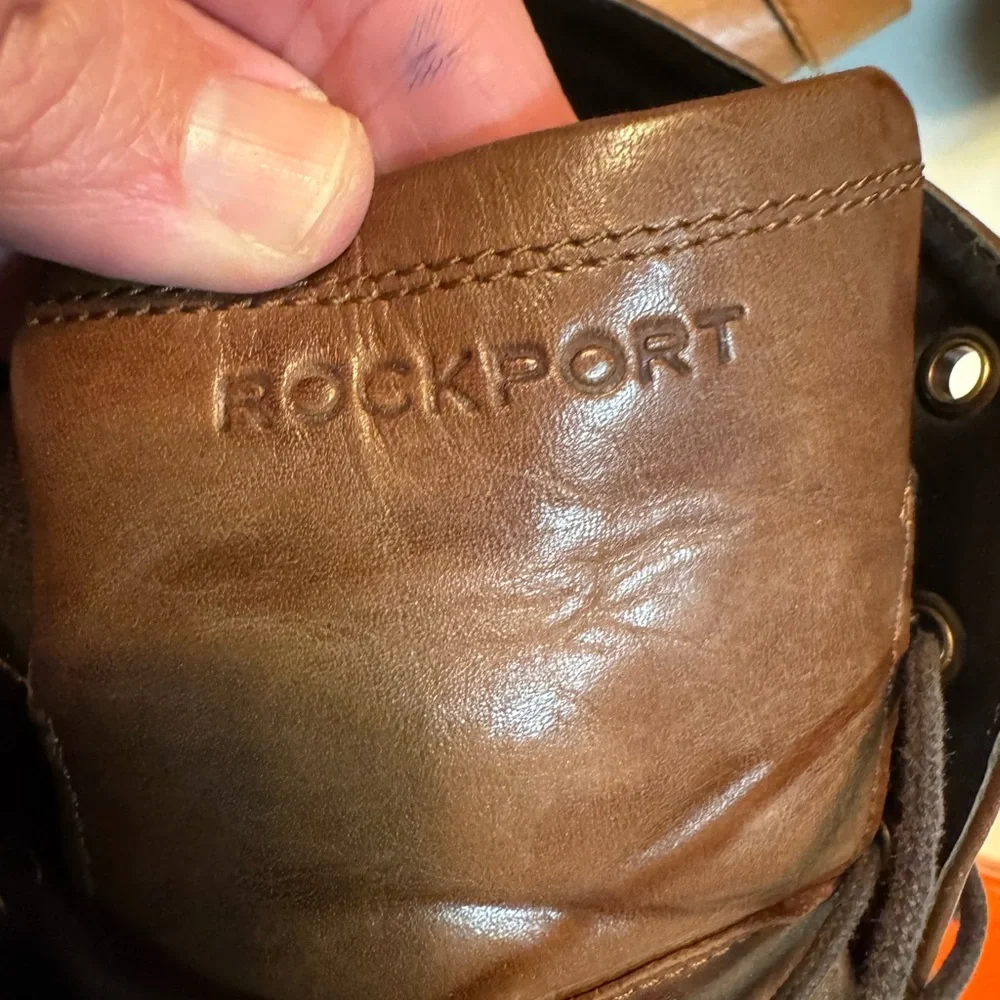 High End Supple Rockport Aged Brown Leather Ankle Boots Men’s 11.5